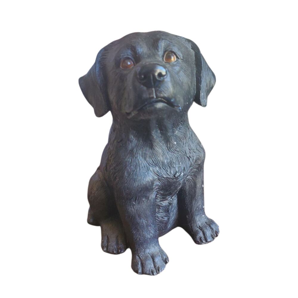 Lifelike 6-Inch Black Lab Puppy Sculpture - Charming Sitting Figure